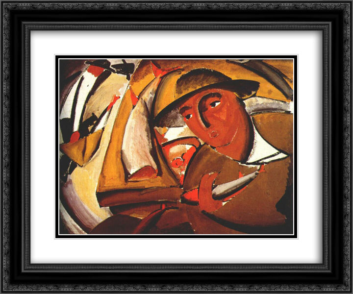 The Fishmonger 24x20 Black Ornate Wood Framed Art Print Poster with Double Matting by Tatlin, Vladimir