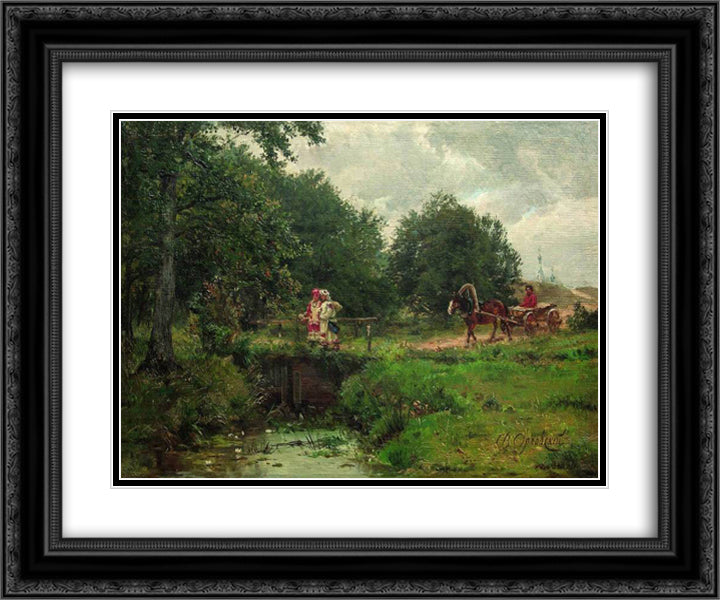 At the dam 24x20 Black Ornate Wood Framed Art Print Poster with Double Matting by Orlovsky, Volodymyr
