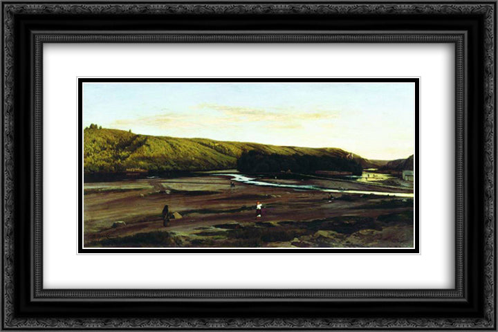 Evening 24x16 Black Ornate Wood Framed Art Print Poster with Double Matting by Orlovsky, Volodymyr