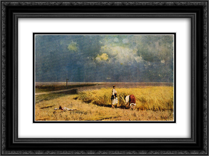 Harvest 24x18 Black Ornate Wood Framed Art Print Poster with Double Matting by Orlovsky, Volodymyr