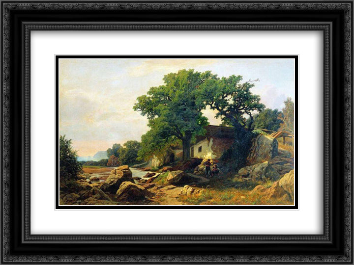 Landscape near Alushta 24x18 Black Ornate Wood Framed Art Print Poster with Double Matting by Orlovsky, Volodymyr