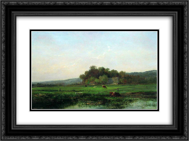 Pasture 24x18 Black Ornate Wood Framed Art Print Poster with Double Matting by Orlovsky, Volodymyr