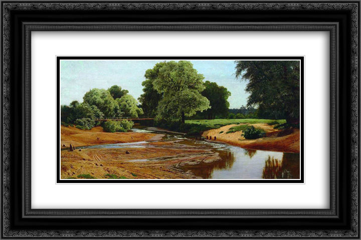 Summer landscape 24x16 Black Ornate Wood Framed Art Print Poster with Double Matting by Orlovsky, Volodymyr