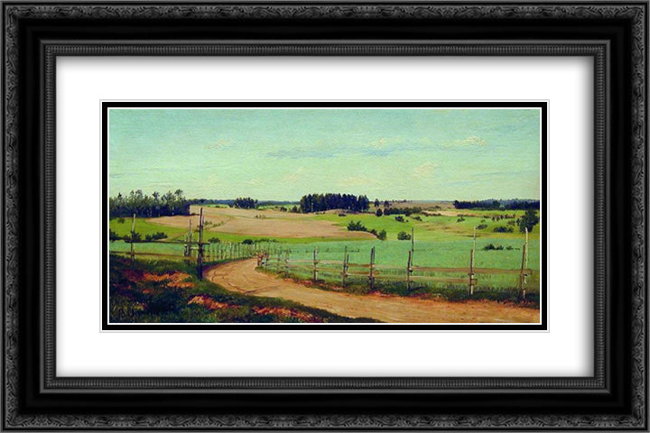 Summer landscape with road 24x16 Black Ornate Wood Framed Art Print Poster with Double Matting by Orlovsky, Volodymyr