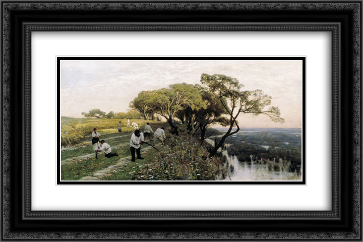 The mowers 24x16 Black Ornate Wood Framed Art Print Poster with Double Matting by Orlovsky, Volodymyr