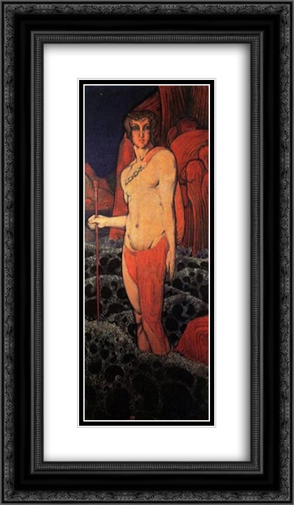 Triton 14x24 Black Ornate Wood Framed Art Print Poster with Double Matting by Maksymovych, Vsevolod
