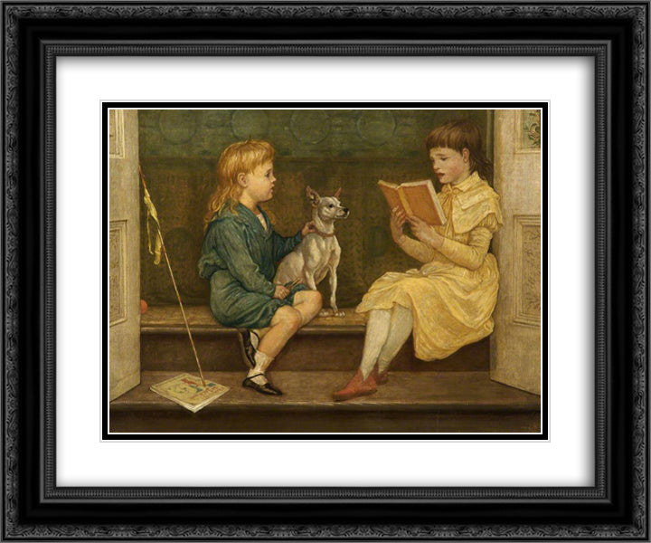 Beatrice and Lionel Crane 24x20 Black Ornate Wood Framed Art Print Poster with Double Matting by Crane, Walter