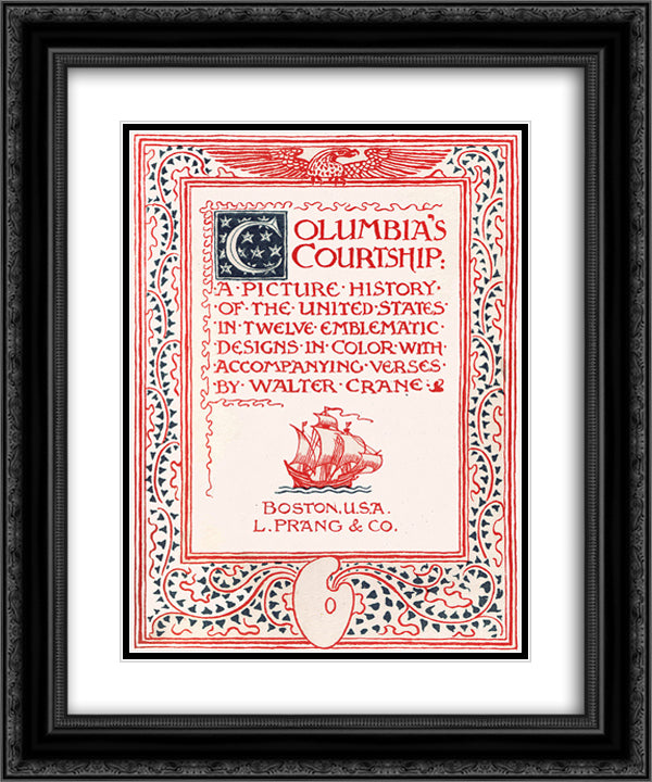 Columbia's Courtship 20x24 Black Ornate Wood Framed Art Print Poster with Double Matting by Crane, Walter