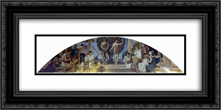 Craftsmanship 24x12 Black Ornate Wood Framed Art Print Poster with Double Matting by Crane, Walter
