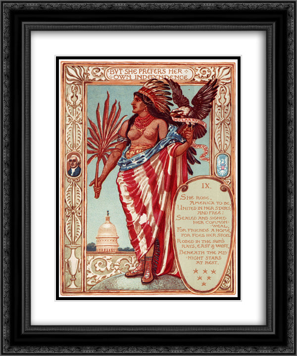 Declaration of Independence 20x24 Black Ornate Wood Framed Art Print Poster with Double Matting by Crane, Walter