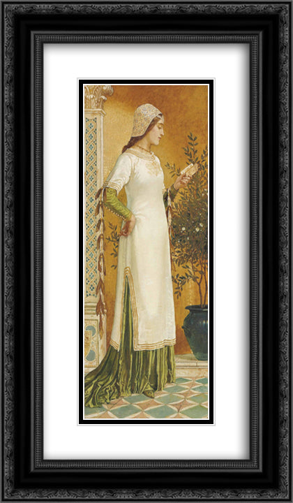 Laura reading 14x24 Black Ornate Wood Framed Art Print Poster with Double Matting by Crane, Walter