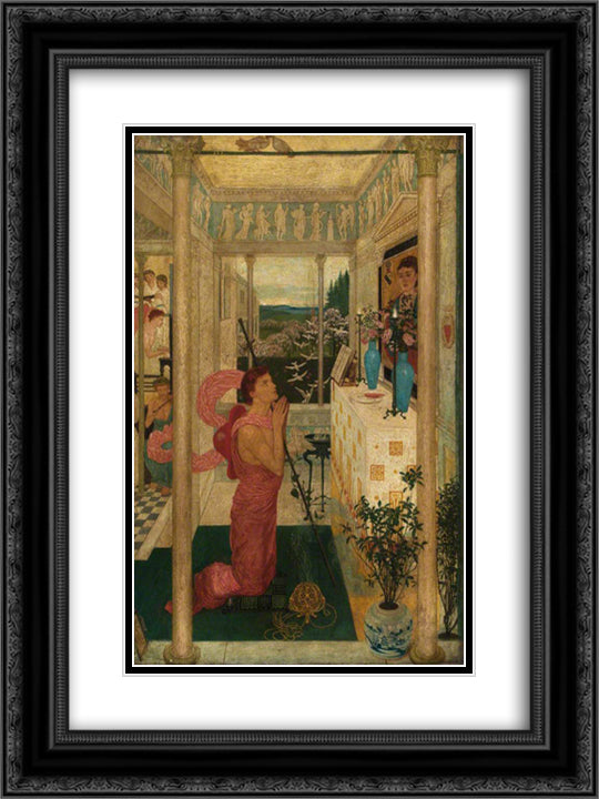 Love's Altar 18x24 Black Ornate Wood Framed Art Print Poster with Double Matting by Crane, Walter