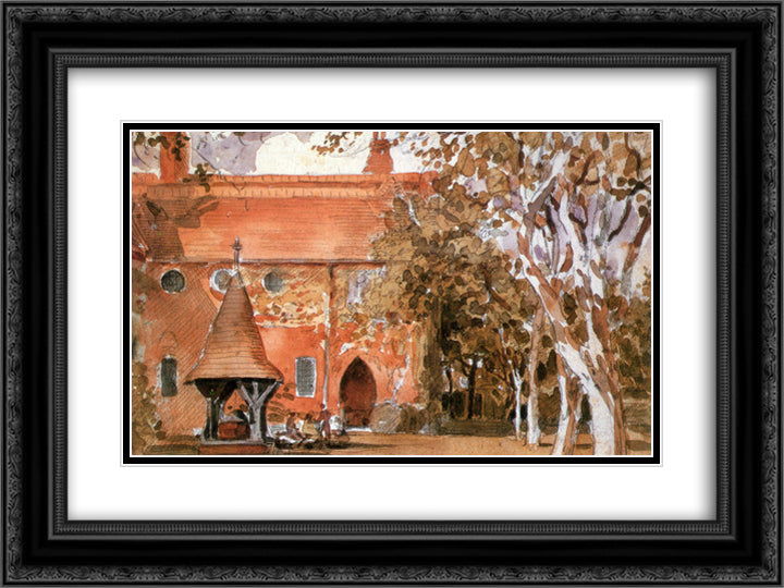 Red House, Bexleyheath 24x18 Black Ornate Wood Framed Art Print Poster with Double Matting by Crane, Walter