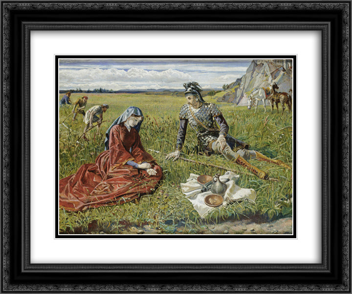 Ruth and Boaz 24x20 Black Ornate Wood Framed Art Print Poster with Double Matting by Crane, Walter