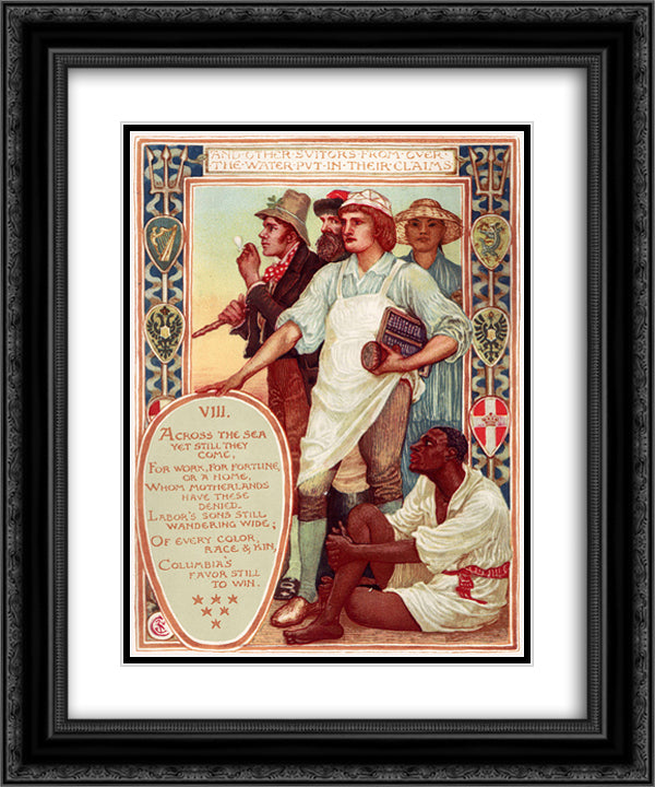 Suitors 20x24 Black Ornate Wood Framed Art Print Poster with Double Matting by Crane, Walter