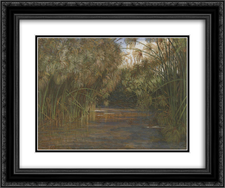 Syracuse, Anapo River 24x20 Black Ornate Wood Framed Art Print Poster with Double Matting by Crane, Walter