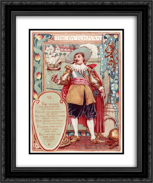 The Dutchman 20x24 Black Ornate Wood Framed Art Print Poster with Double Matting by Crane, Walter