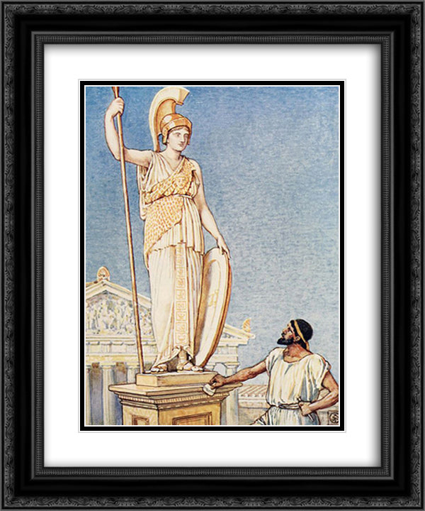 The figure of the Goddess was a Colossal one 20x24 Black Ornate Wood Framed Art Print Poster with Double Matting by Crane, Walter