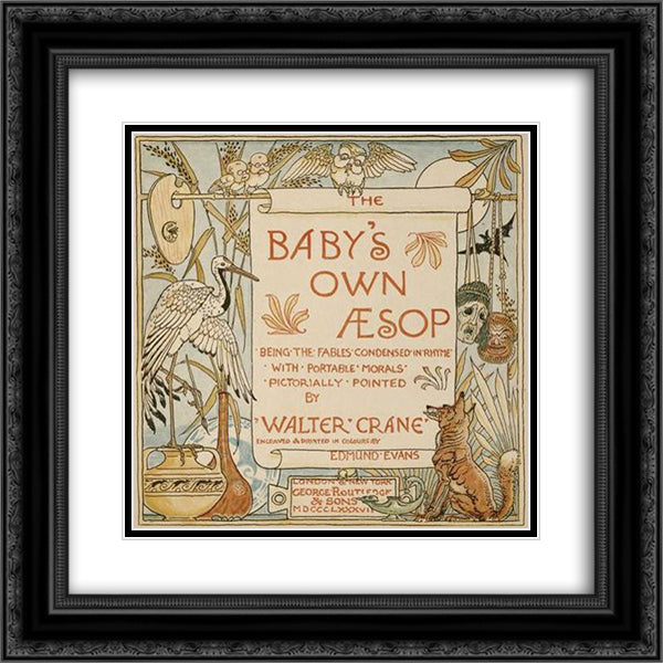 Title page of Baby's Own Aesop 20x20 Black Ornate Wood Framed Art Print Poster with Double Matting by Crane, Walter