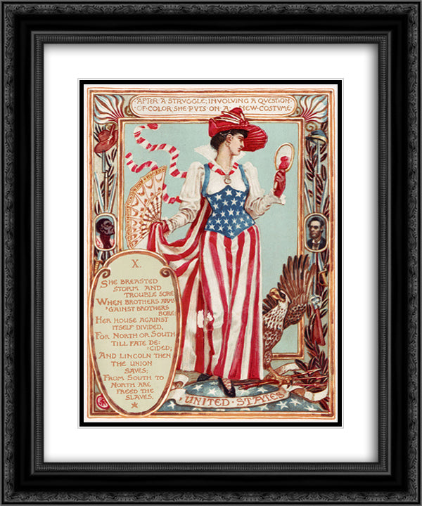 United States 20x24 Black Ornate Wood Framed Art Print Poster with Double Matting by Crane, Walter