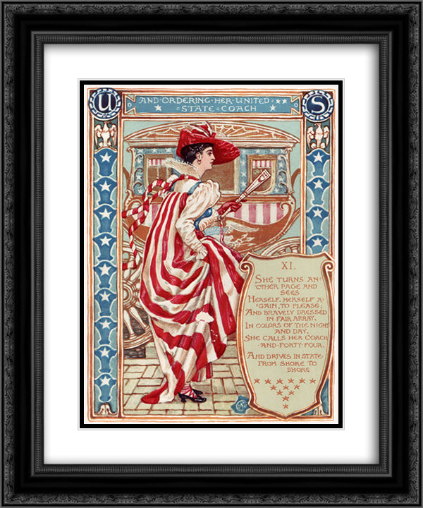 United States 20x24 Black Ornate Wood Framed Art Print Poster with Double Matting by Crane, Walter