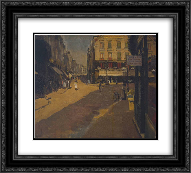 Cafe of the Courts, Dieppe 22x20 Black Ornate Wood Framed Art Print Poster with Double Matting by Sickert, Walter