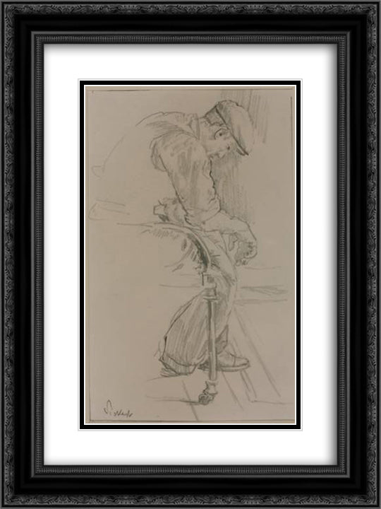 Despair 18x24 Black Ornate Wood Framed Art Print Poster with Double Matting by Sickert, Walter