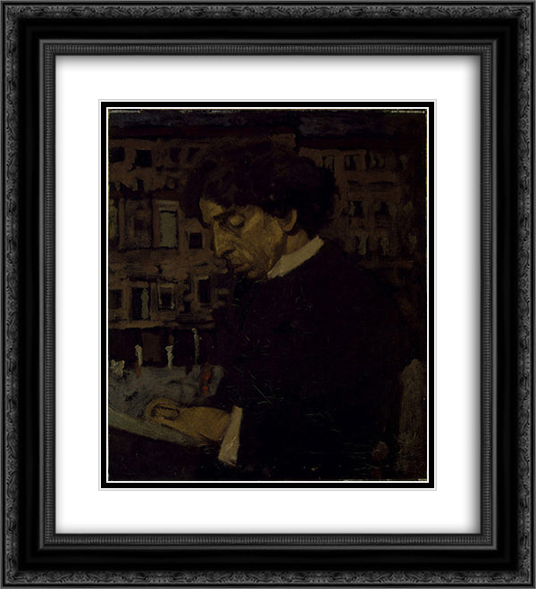 Portrait of Israel Zangwill 20x22 Black Ornate Wood Framed Art Print Poster with Double Matting by Sickert, Walter
