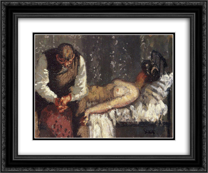 The Camden Town Murder, or What Shall We Do For the Rent 24x20 Black Ornate Wood Framed Art Print Poster with Double Matting by Sickert, Walter