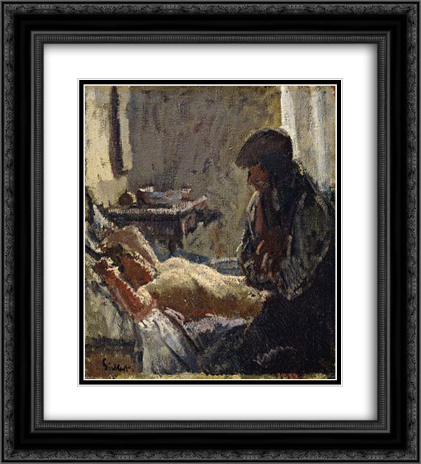 The Camden Town Murder 20x22 Black Ornate Wood Framed Art Print Poster with Double Matting by Sickert, Walter
