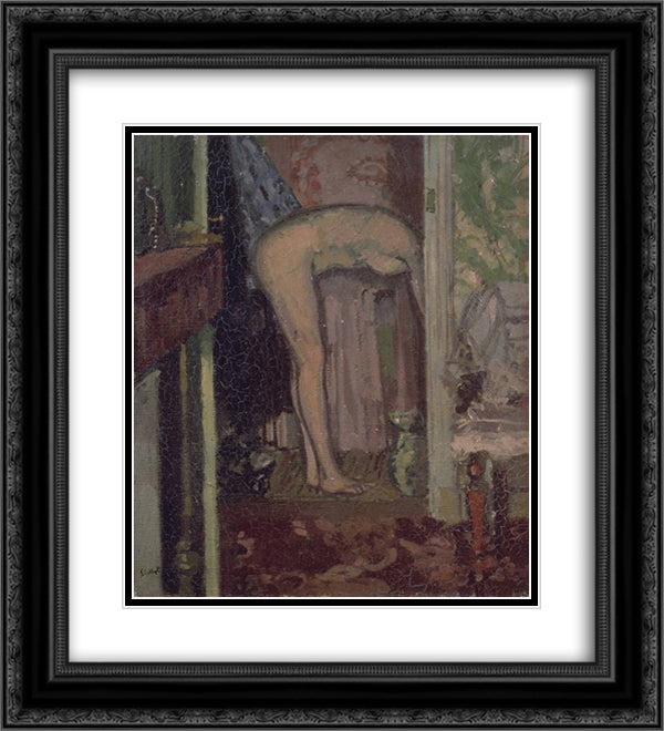 Woman Washing her Hair 20x22 Black Ornate Wood Framed Art Print Poster with Double Matting by Sickert, Walter