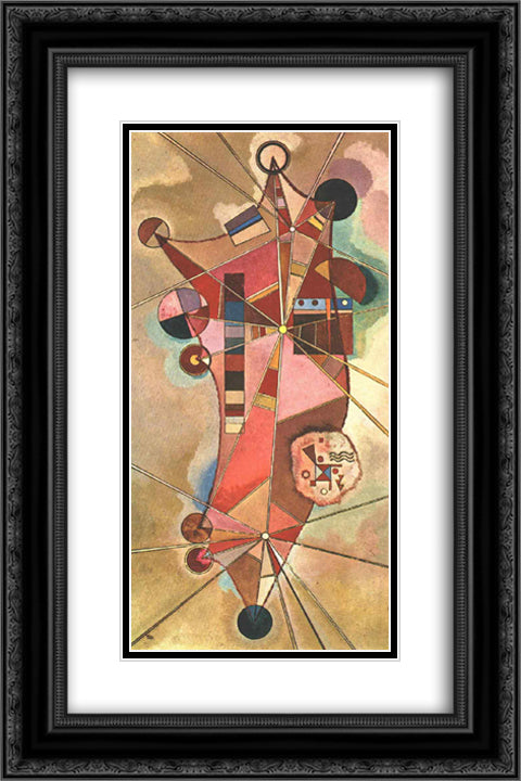 Fixed points 16x24 Black Ornate Wood Framed Art Print Poster with Double Matting by Kandinsky, Wassily