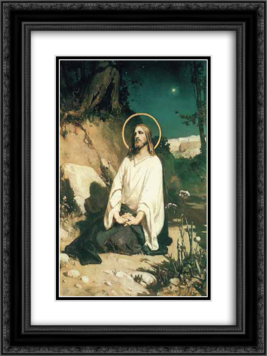 Agony in the Garden 18x24 Black Ornate Wood Framed Art Print Poster with Double Matting by Kotarbinski, Wilhelm