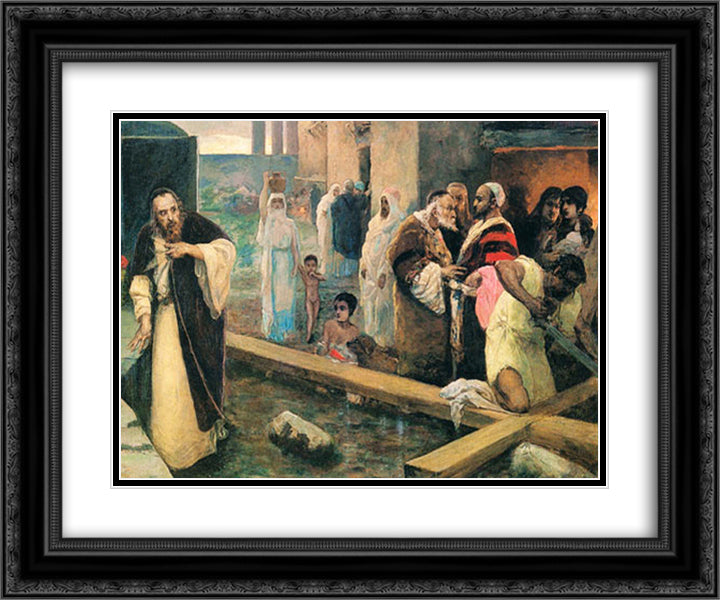 Construction of the Cross 24x20 Black Ornate Wood Framed Art Print Poster with Double Matting by Kotarbinski, Wilhelm