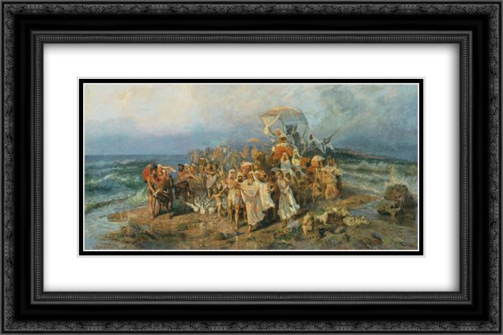 Cross Jews across Black sea 24x16 Black Ornate Wood Framed Art Print Poster with Double Matting by Kotarbinski, Wilhelm
