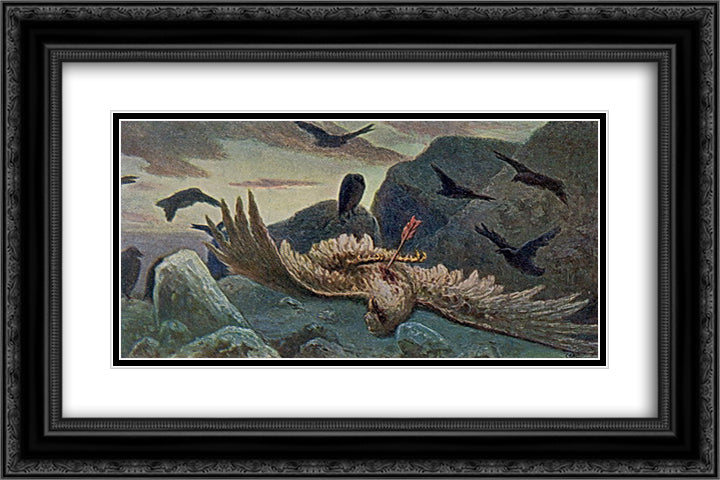 Death of an Eagle 24x16 Black Ornate Wood Framed Art Print Poster with Double Matting by Kotarbinski, Wilhelm
