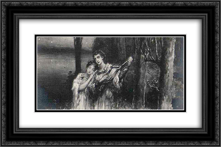 Evening Song 24x16 Black Ornate Wood Framed Art Print Poster with Double Matting by Kotarbinski, Wilhelm