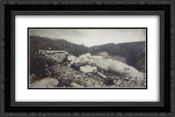 Fallen Rain 24x16 Black Ornate Wood Framed Art Print Poster with Double Matting by Kotarbinski, Wilhelm