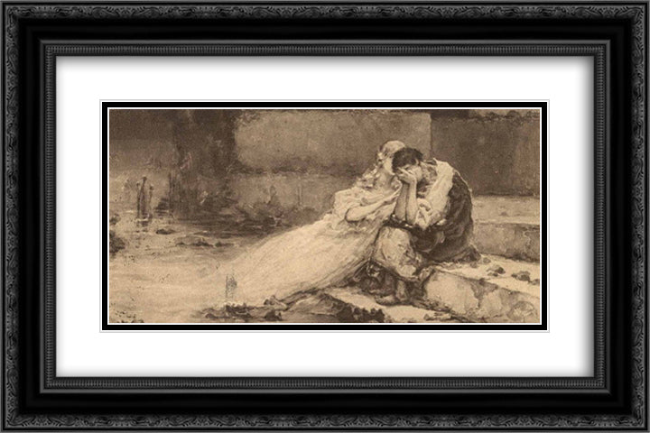 Mist Comforter 24x16 Black Ornate Wood Framed Art Print Poster with Double Matting by Kotarbinski, Wilhelm