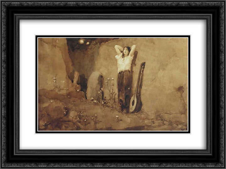 Moonlight Sonata 24x18 Black Ornate Wood Framed Art Print Poster with Double Matting by Kotarbinski, Wilhelm