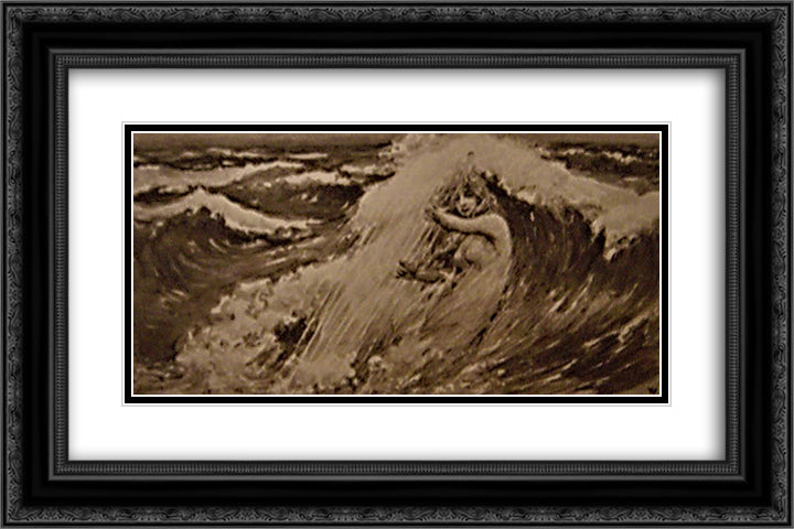 Music of Waves 24x16 Black Ornate Wood Framed Art Print Poster with Double Matting by Kotarbinski, Wilhelm