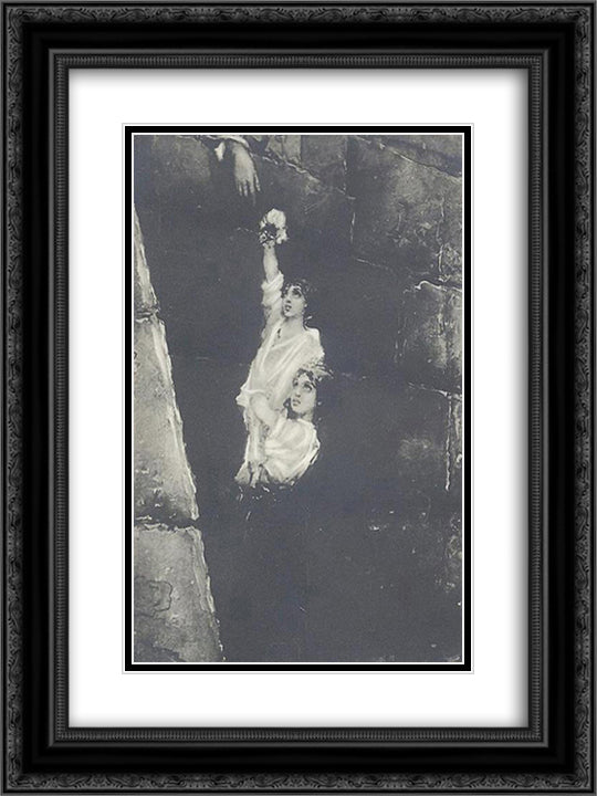 Near the Prison 18x24 Black Ornate Wood Framed Art Print Poster with Double Matting by Kotarbinski, Wilhelm