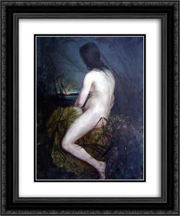 Nude in the Reeds 20x24 Black Ornate Wood Framed Art Print Poster with Double Matting by Kotarbinski, Wilhelm