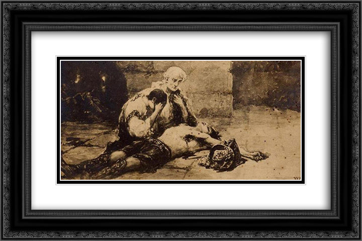 Over the Dead Gladiator 24x16 Black Ornate Wood Framed Art Print Poster with Double Matting by Kotarbinski, Wilhelm