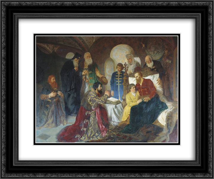 Prince Dmitry Pozharsky Patient Receives Ambassadors in Moscow 24x20 Black Ornate Wood Framed Art Print Poster with Double Matting by Kotarbinski, Wilhelm