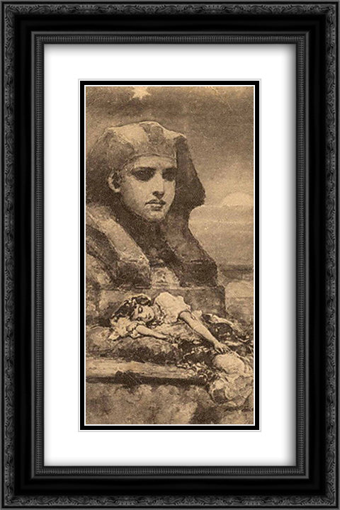 Sphinx 16x24 Black Ornate Wood Framed Art Print Poster with Double Matting by Kotarbinski, Wilhelm