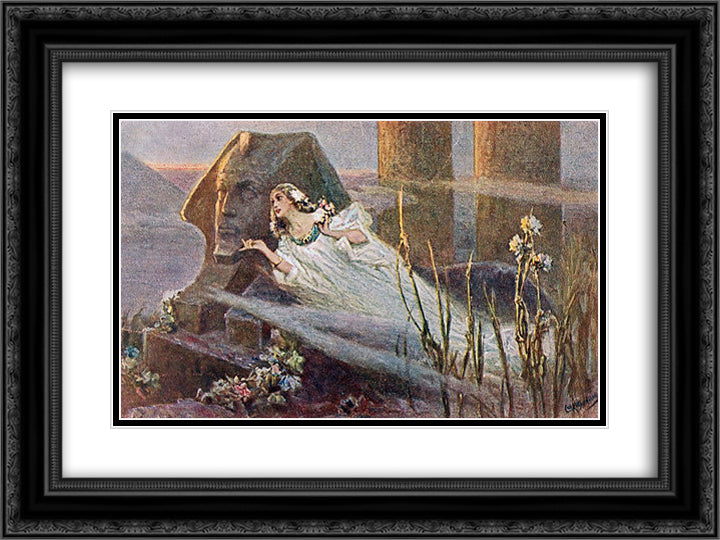 The Mist of the Nile 24x18 Black Ornate Wood Framed Art Print Poster with Double Matting by Kotarbinski, Wilhelm