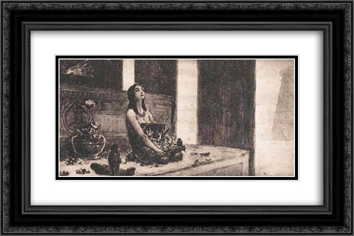 The Seller of Amulets 24x16 Black Ornate Wood Framed Art Print Poster with Double Matting by Kotarbinski, Wilhelm