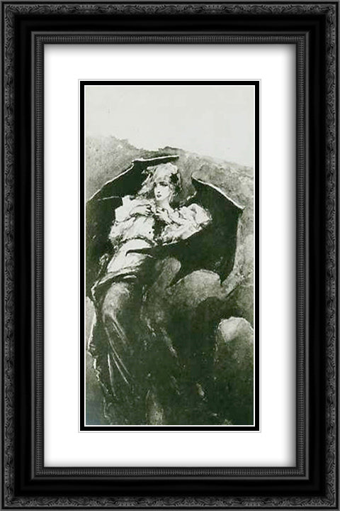 The Wounded Vampire 16x24 Black Ornate Wood Framed Art Print Poster with Double Matting by Kotarbinski, Wilhelm