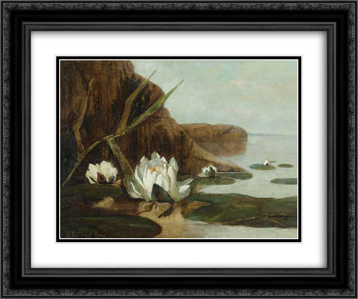 Water Lilies 24x20 Black Ornate Wood Framed Art Print Poster with Double Matting by Kotarbinski, Wilhelm